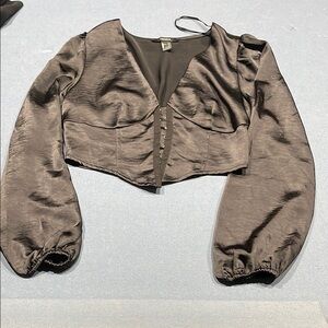 Elegant Black Satin Crop Top